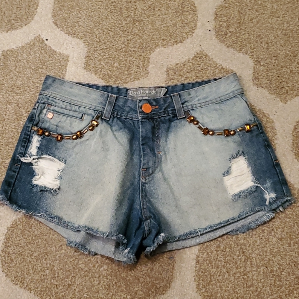 Dona Florinda Rose Denim Shorts